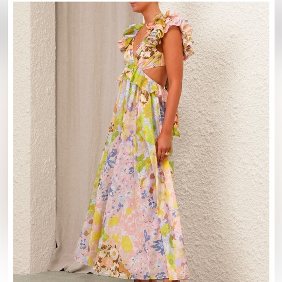 Zimmermann- POP RUFFLE SLEEVE MIDI DRESS - Picture 4 of 12